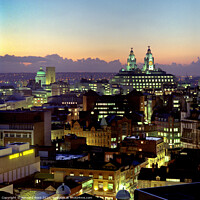 Buy canvas prints of Liverpool Cityscape dusk skyline 1988 by Bernard Rose Photography