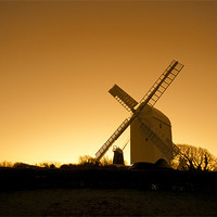 Buy canvas prints of Sunrise over Jill WindmIll, Sussex by Eddie Howland
