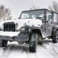 Buy canvas prints of Jeep in the Snow by Eddie Howland