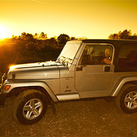 Buy canvas prints of Jeep Wrangler at Sunset by Eddie Howland