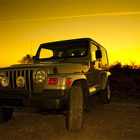 Buy canvas prints of Jeep Wrangler at Sunset by Eddie Howland