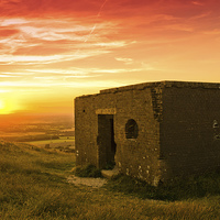 Buy canvas prints of Sunset at Devils Dyke, Sussex by Eddie Howland