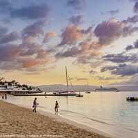 Buy canvas prints of Doctor's Cave Beach at sunset, Montego Bay, Jamaica by Karol Kozlowski