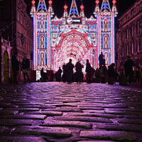Buy canvas prints of Virgin money Street of Light in Edinburgh by Karol Kozlowski