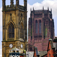 Buy canvas prints of Liverpool Cathedral and the Bombed Out Church by Andrew Davies