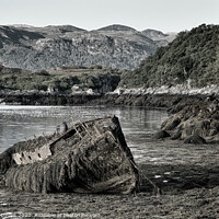 Buy canvas prints of Badachro Harbour Wreck by Andrew Davies