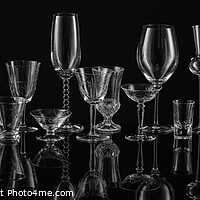 Buy canvas prints of The world of glasses for wine, champagne and all kinds of spirits as a panoramic image. by Thomas Klee