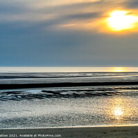 Buy canvas prints of LLandudno Sunset grey tones on the beach  by Helkoryo Photography