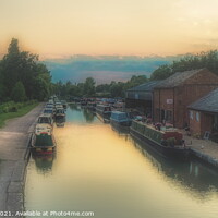 Buy canvas prints of Dreamy Sunset on the Braunston grand union Canal by Helkoryo Photography