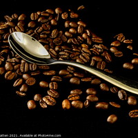 Buy canvas prints of Coffee Beans and Silver  Tea Spoon by Helkoryo Photography