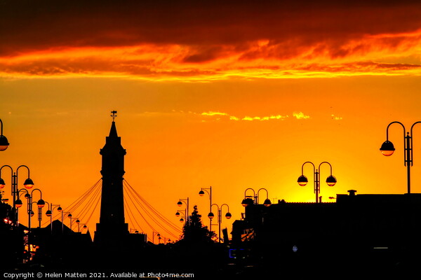 Majestic Sunset over Skegness Clock Tower Picture Board by Helkoryo Photography