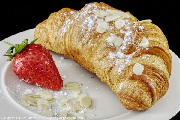 Croissant and strawberry breakfast Picture Board by Helkoryo Photography