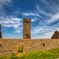 Buy canvas prints of Peel Castle ruins St Germans' Cathedral Isle of Man 1 by Helkoryo Photography