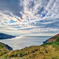Buy canvas prints of Looking across Mwnt Bay by Helkoryo Photography