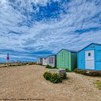Buy canvas prints of Portland Bill Lighthouse and Beach huts by Helkoryo Photography