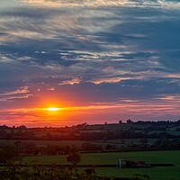Buy canvas prints of Sunset over Staverton Fields by Helkoryo Photography