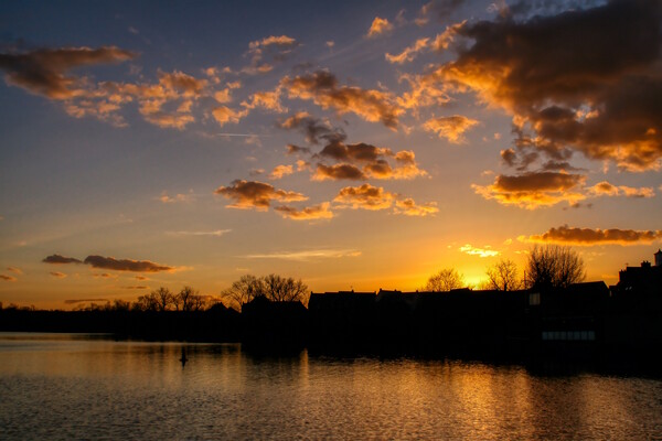 Sunset over Daventry Fishing lake Picture Board by Helkoryo Photography
