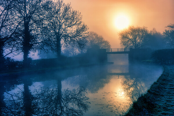 Misty Dawn on the Grand Union Canal Picture Board by Helkoryo Photography