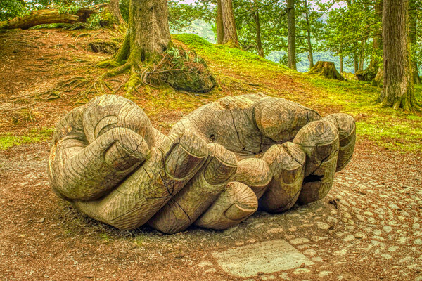 Entrust Brandelhow Wooden  Hands Memorial Keswick Picture Board by Helkoryo Photography