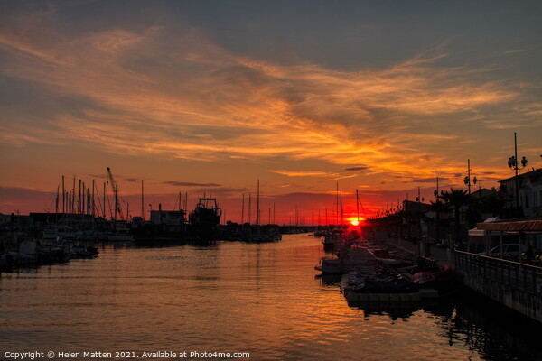 Sunrise on Grau du Roi port Camargue Picture Board by Helkoryo Photography