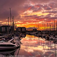 Buy canvas prints of Sky over Carrickfergus marina by Cecil Owens