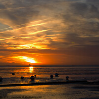 Buy canvas prints of Winter sunset at Thorpe Bay, Essex, UK. by Peter Bolton