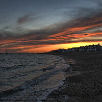 Buy canvas prints of Sunset over the coast at Thorpe Bay, Essex. by Peter Bolton