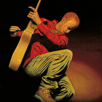 Buy canvas prints of Painting of a guitarist on stage. Painted by me in 2004. Now available as prints. by Peter Bolton