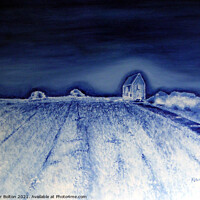 Buy canvas prints of Abstract oil painting available as prints.  Ancient chapel at Bradwell, Essex  by Peter Bolton