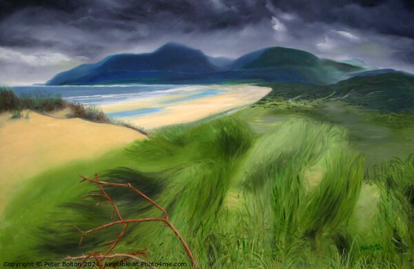 N.Ireland coast. Painting in oils by Peter Bolton 2005. Picture Board by Peter Bolton