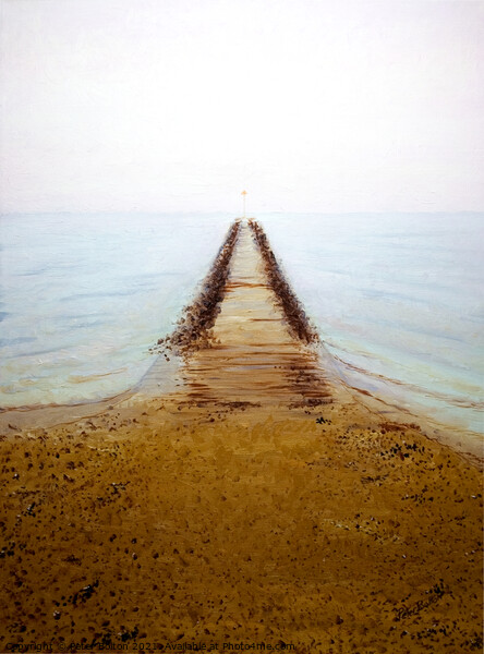 Jetty at Westcliff on Sea. Oil painting by Peter Bolton 2003. Picture Board by Peter Bolton