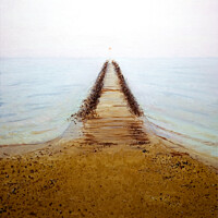 Buy canvas prints of Jetty at Westcliff on Sea. Oil painting by Peter Bolton 2003. by Peter Bolton