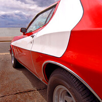 Buy canvas prints of Classic car show, Ford Gran Torino car at Southend on Sea, Essex by Peter Bolton