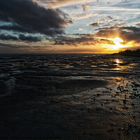 Buy canvas prints of Sunset at low tide, East Beach, Shoeburyness, Essex. by Peter Bolton