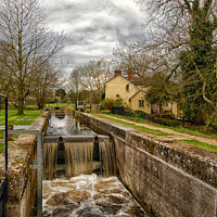 Buy canvas prints of A view across a lock at Dedham, Suffolk, UK by Peter Bolton