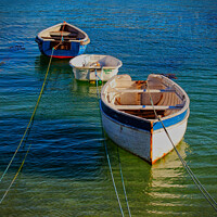 Buy canvas prints of Small dinghies at moorings in St. Ives harbour, Co by Peter Bolton