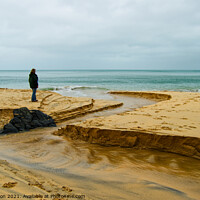 Buy canvas prints of Outgoing tide at St.Ives, Cornwall.  by Peter Bolton