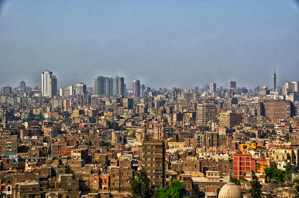 Cairo Skyscraper Cityscape Picture Board by Peter Bolton