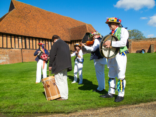 Colourful Morris Dancers at Cressing Temple Barns, Picture Board by Peter Bolton