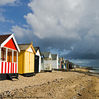 Buy canvas prints of Beach huts at Thorpe Bay, Essex, UK by Peter Bolton