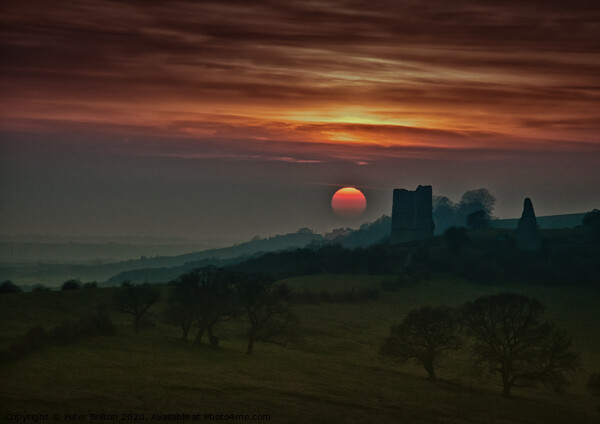 Sunset at Hadleigh Castle, Essex, UK. Picture Board by Peter Bolton