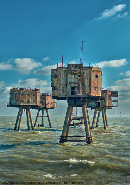 WWII Forts ant Red Sands in The River Thames Estuary off the Kent coast. Picture Board by Peter Bolton