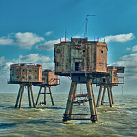Buy canvas prints of WWII Forts ant Red Sands in The River Thames Estuary off the Kent coast. by Peter Bolton