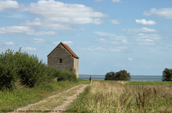 654AD, Chapel of St. Peter-on-the Wall, Bradwell, Essex, Uk. Picture Board by Peter Bolton