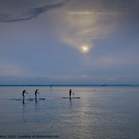 Buy canvas prints of Paddle boarders on the River Thames at Westcliff o by Peter Bolton