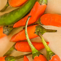Buy canvas prints of Abstract  wall art of chillies #3 of a set of three. by Peter Bolton
