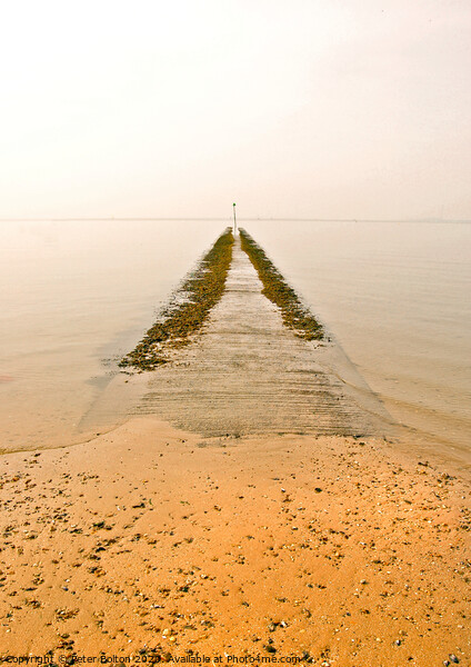 Abstract photo of a concrete jetty at Thorpe Bay, Essex, UK. Picture Board by Peter Bolton