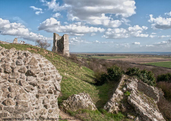Looking from Hadleigh Castle ruins towards the Thames estuary, Essex, UK. Picture Board by Peter Bolton