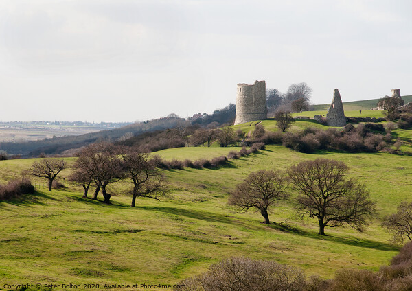 Hadleigh Castle viewed from the east side at Westcliff on Sea, Essex, UK. Picture Board by Peter Bolton