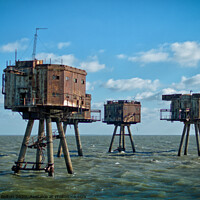 Buy canvas prints of WWII Maunsell Forts at Red Sands, Thames Estuary, UK. by Peter Bolton